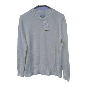 NEW Charter Club Women’s Long Sleeve Crewneck Sweater Cloud White Color M